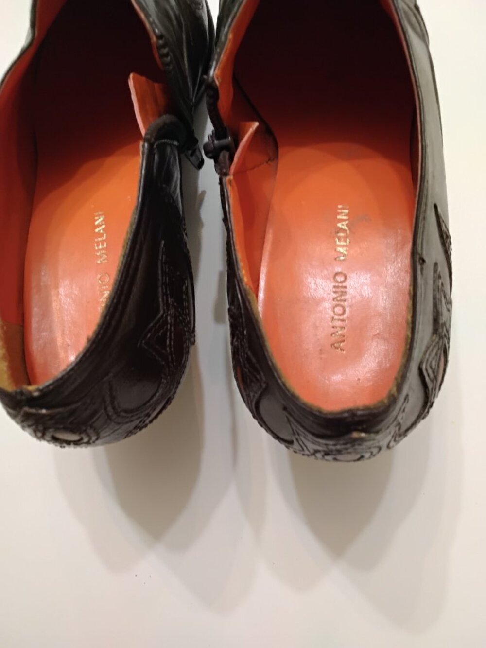 Vintage Y2K-style Antonio Melani brown leather western ankle boots/shooties. 7.5 - Picture 7 of 12